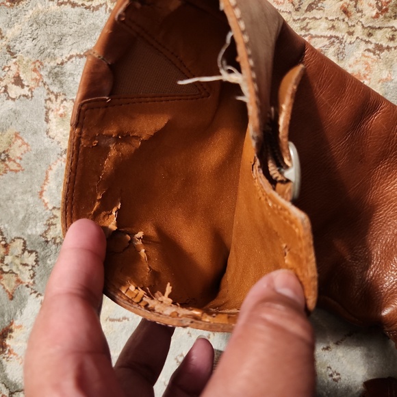 Lucky Brand "Rollie" Y2K camel stacked heel leather riding boot - Picture 12 of 17